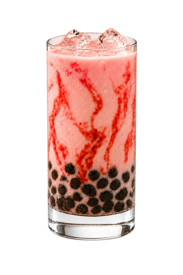 Strawberry Milk Tea served cold in a glass